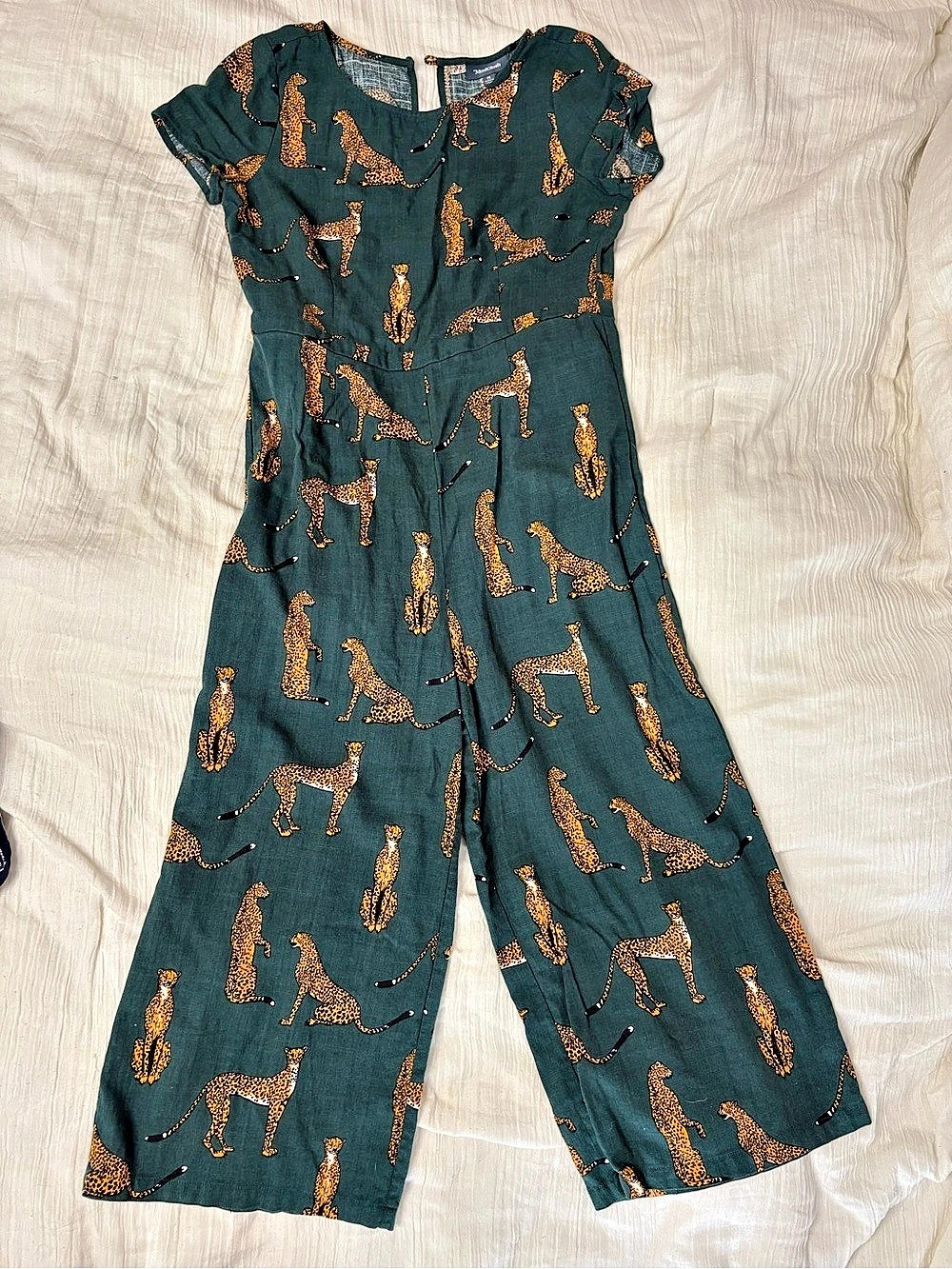 ModCloth Bold Notion Wide Leg Jumpsuit Green & Orange Size Medium